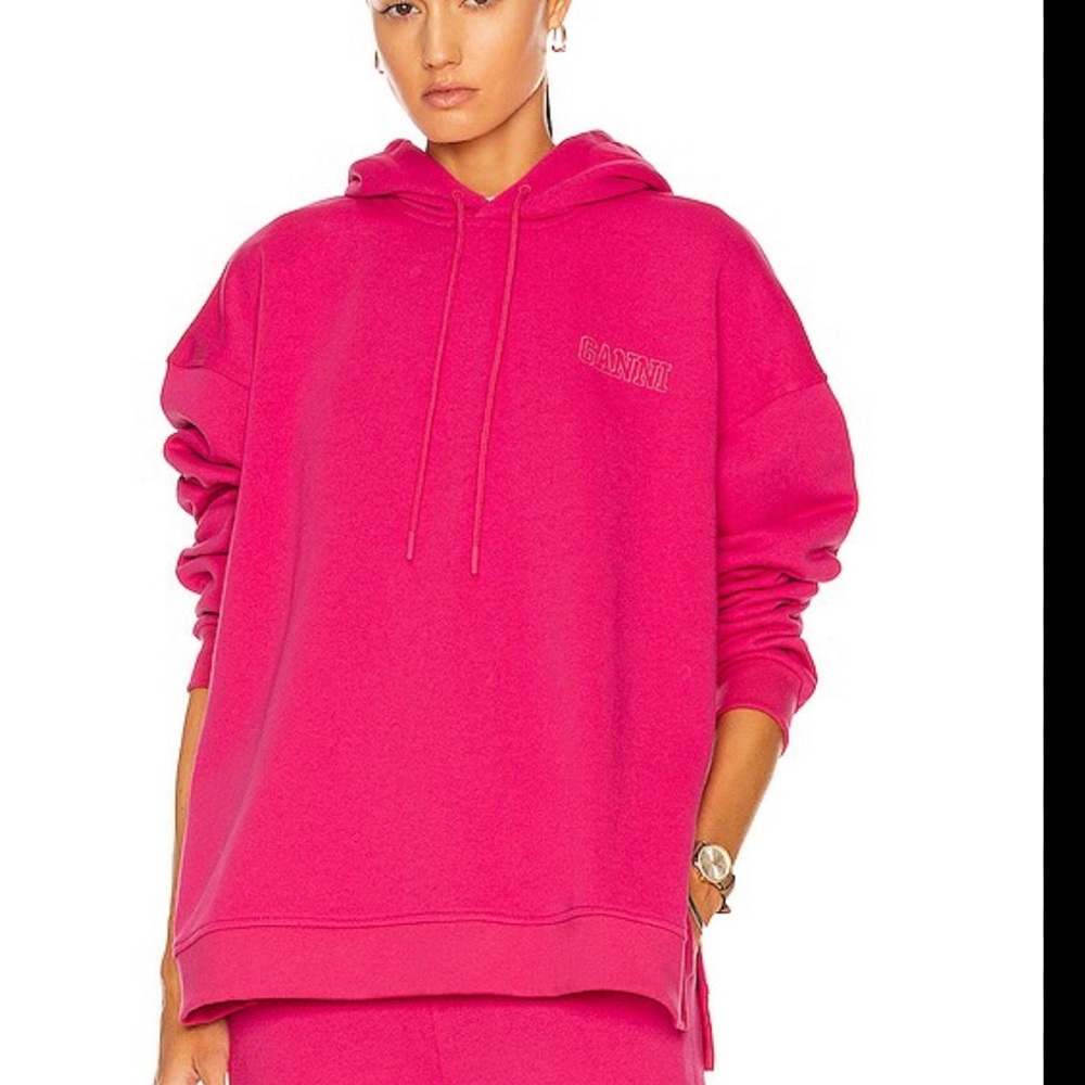Embroidered cotton-blends fleece hoodie with logo